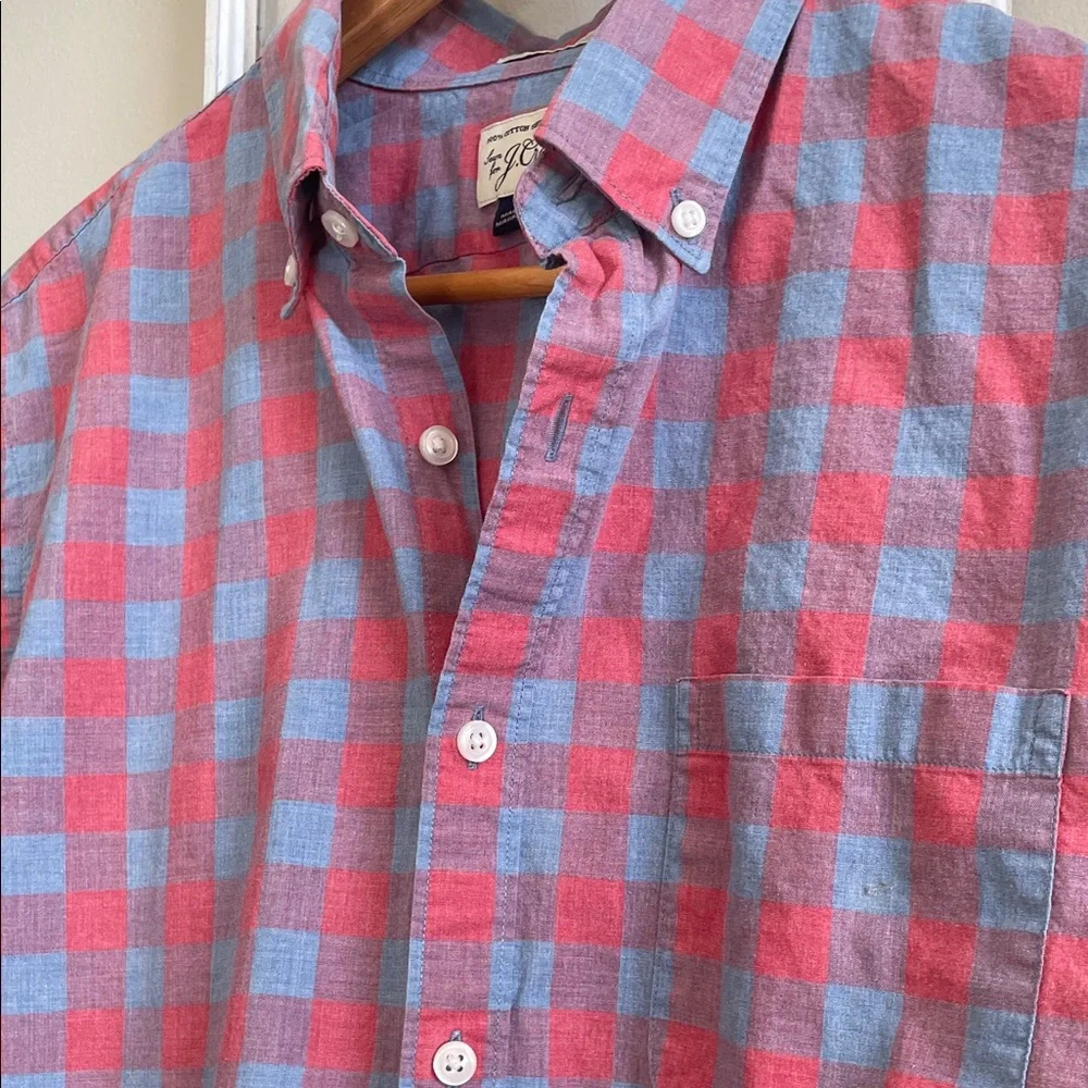 J. Crew Blue and Red Checkered Button-Down Shirt